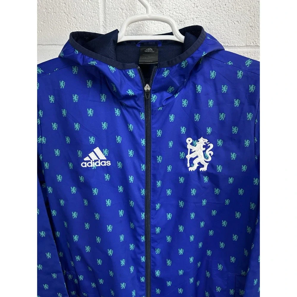 RARE Adidas Chelsea Soccer Windbreaker‎ Lined Hoodie Jacket / Men's Medium